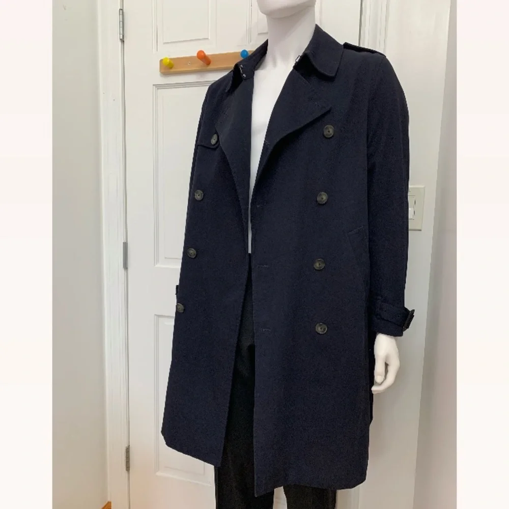 H&M Men’s Navy Trench Coat - Picture 2 of 6